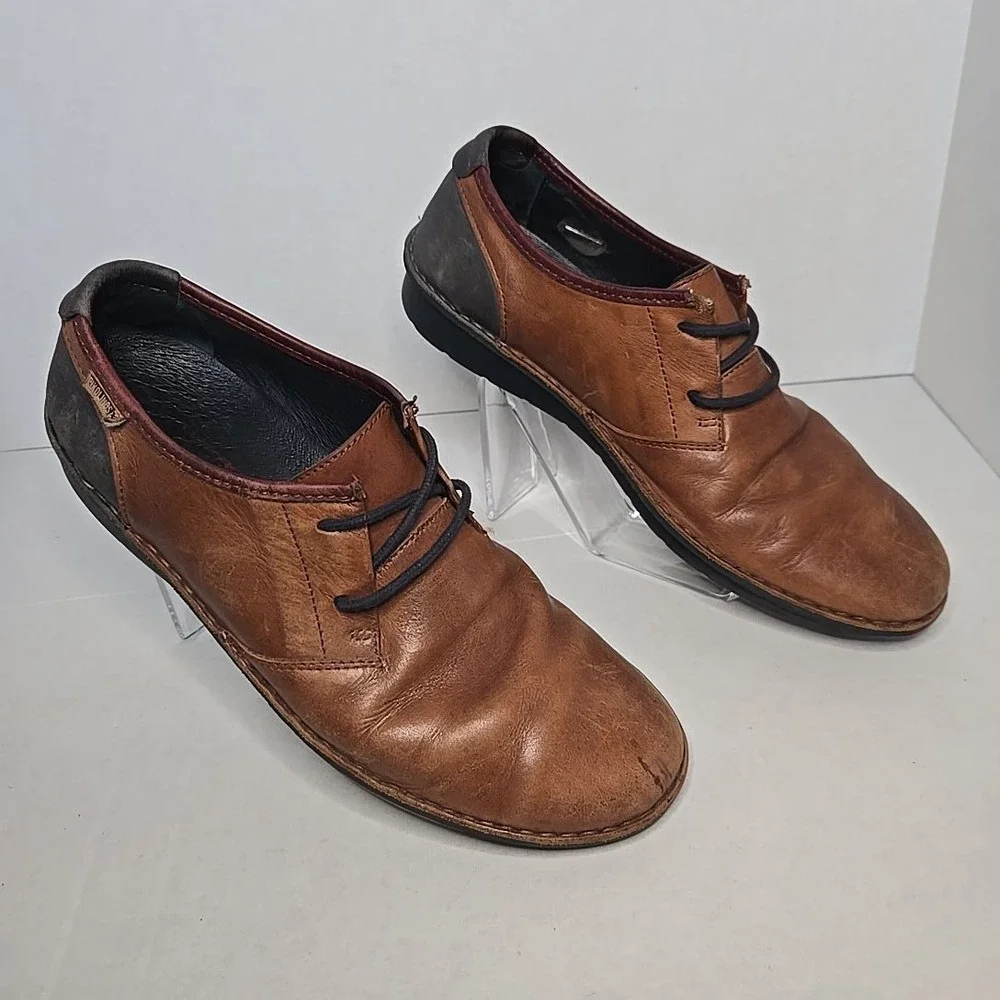 Pikolinos Mens Size 40 EU Brown Leather Lace Up Shoes Hecho en España Made Spain